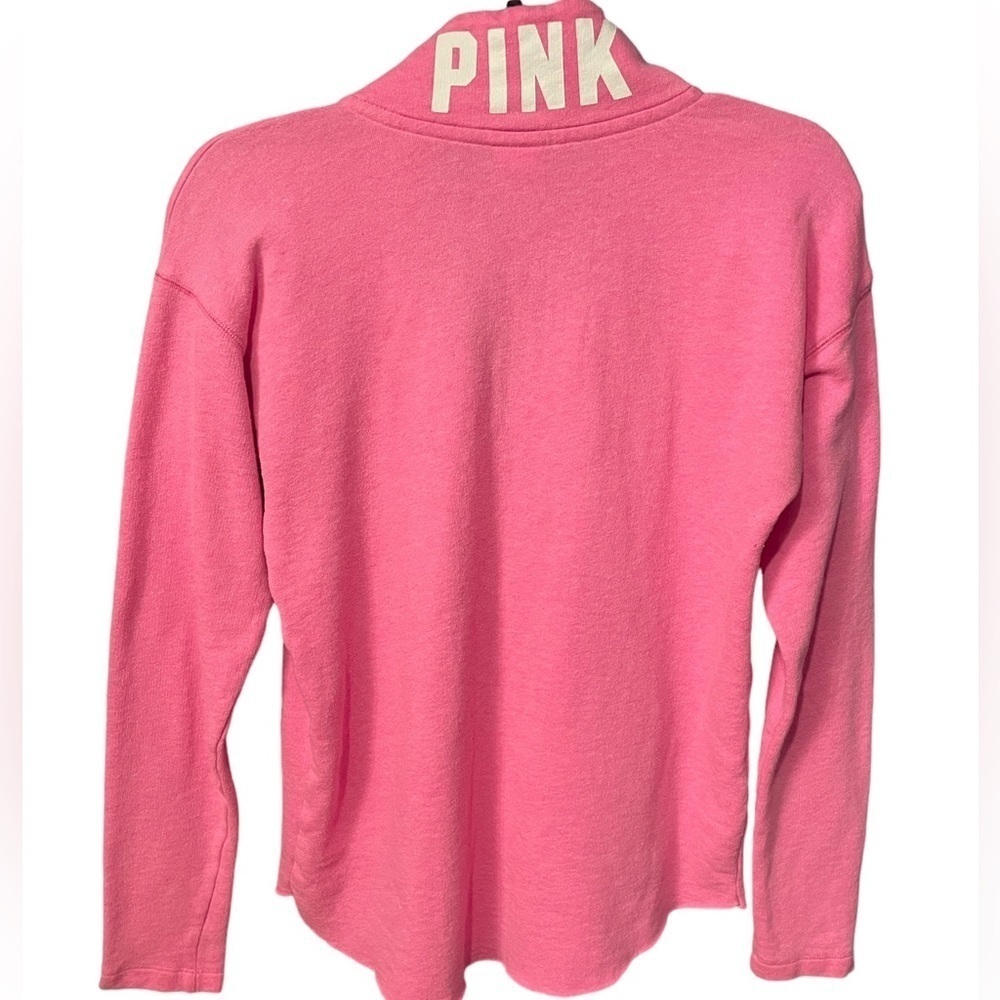 Pink Victoria's Secret 1/4 Zip Sweatshirt size S Pink Logo - Picture 7 of 11